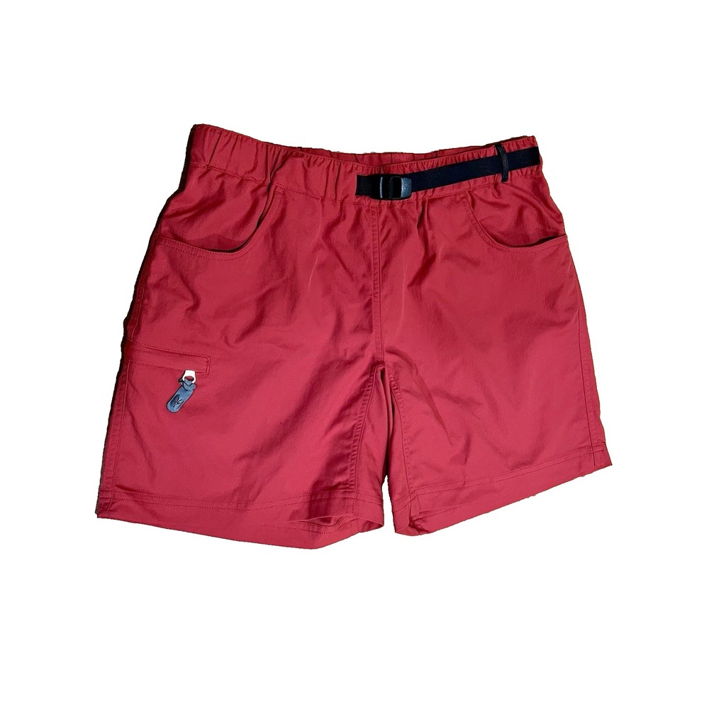 IBEX Womens Red Chino Shorts Belted Elastic Waist Pockets Size M 30x7